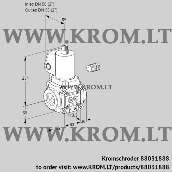 Kromschroder VAS 350R/NKSL, 88031888 gas solenoid valve, 88031888