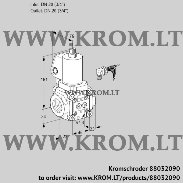 Kromschroder VAN 120R/NKGL, 88032090 gas solenoid valve, 88032090