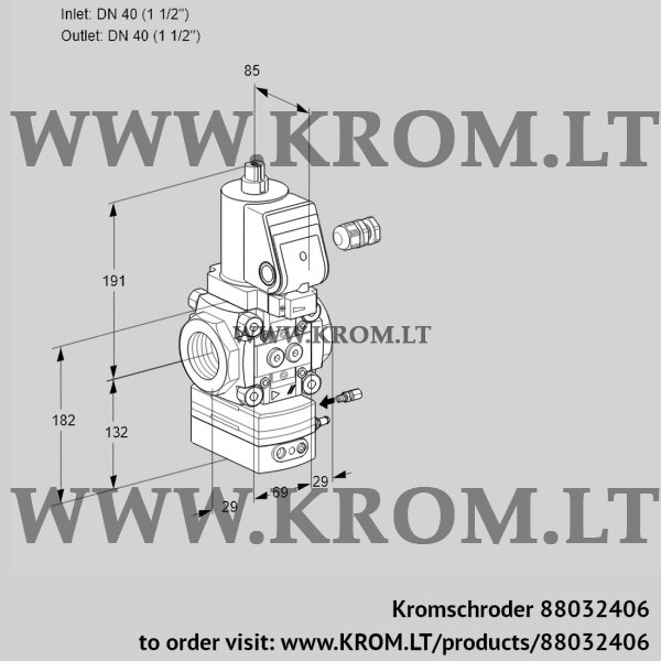 Kromschroder VAH 240R/NWGRAE, 88032406 flow rate regulator, 88032406