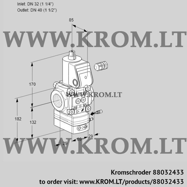 Kromschroder VAH 232/40R/NWAE, 88032433 flow rate regulator, 88032433