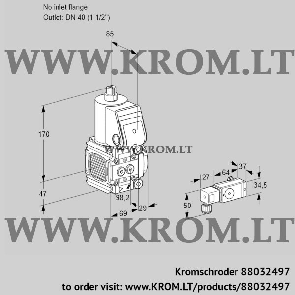 Kromschroder VAS 2-/40R/NW, 88032497 gas solenoid valve, 88032497