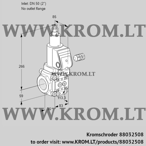 Kromschroder VAS 350/-R/LWGR, 88032508 gas solenoid valve, 88032508