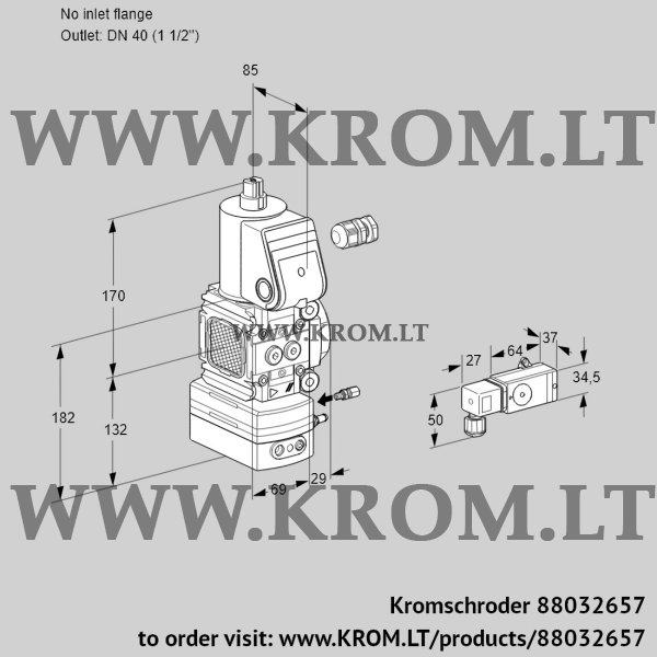 Kromschroder VAH 2-/40R/NWAE, 88032657 flow rate regulator, 88032657