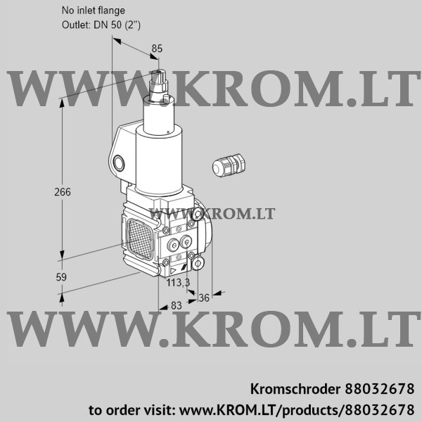 Kromschroder VAS 3-/50R/LQSL, 88032678 gas solenoid valve, 88032678