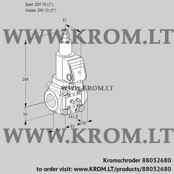 Kromschroder VAS 3T50N/LQSR, 88032680 gas solenoid valve, 88032680