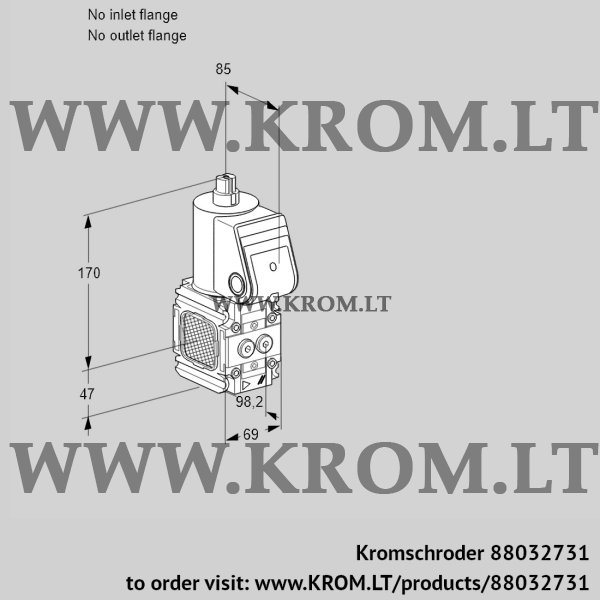 Kromschroder VAS 2-R/NK, 88032731 gas solenoid valve, 88032731