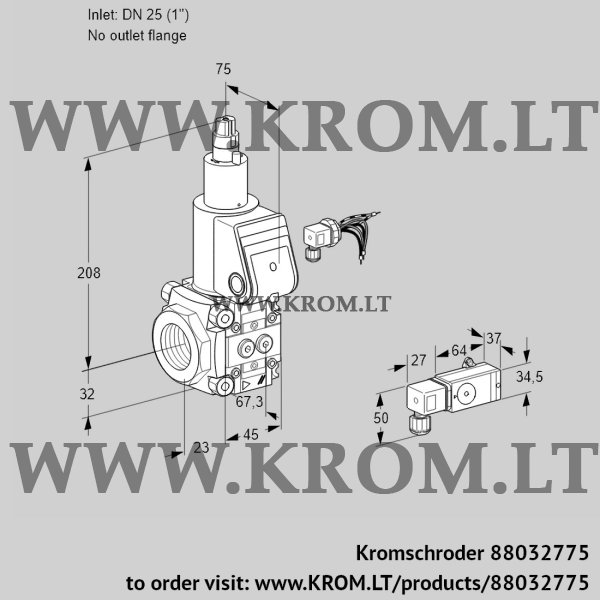 Kromschroder VAS 125/-R/LW, 88032775 gas solenoid valve, 88032775