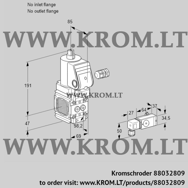 Kromschroder VAS 2-/NWSR, 88032809 gas solenoid valve, 88032809