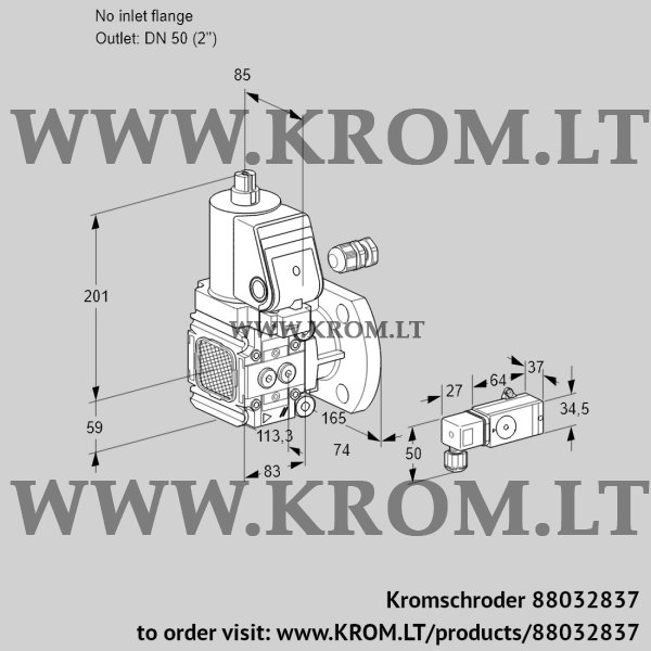 Kromschroder VAS 3-/50F/NWSR, 88032837 gas solenoid valve, 88032837