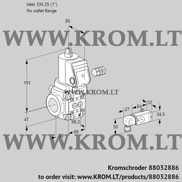 Kromschroder VAS 225/-R/NKSR, 88032886 gas solenoid valve, 88032886