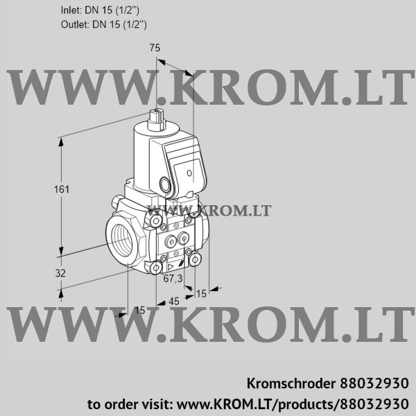 Kromschroder VAS 1T15N/NQGR, 88032930 gas solenoid valve, 88032930