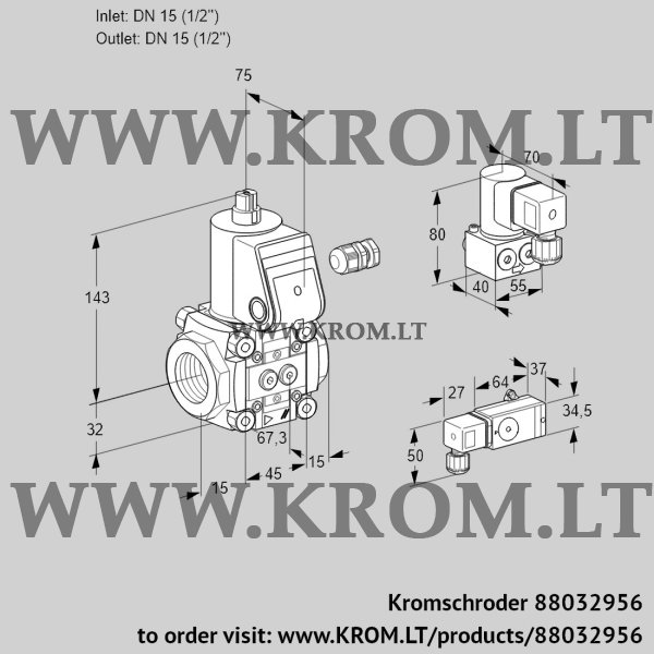 Kromschroder VAS 115R/NW, 88032956 gas solenoid valve, 88032956