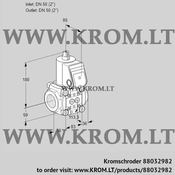 Kromschroder VAS 350R/NW, 88032982 gas solenoid valve, 88032982