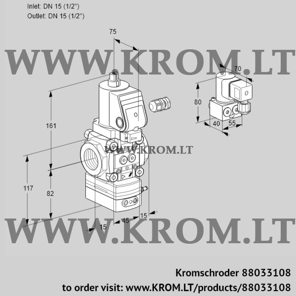 Kromschroder VAD 115R/NWGR-25B, 88033108 pressure regulator, 88033108