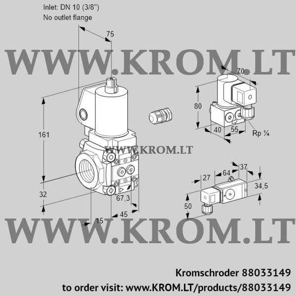 Kromschroder VAS 110/-R/NWSL, 88033149 gas solenoid valve, 88033149