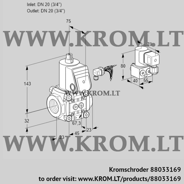 Kromschroder VAS 120R/NW, 88033169 gas solenoid valve, 88033169