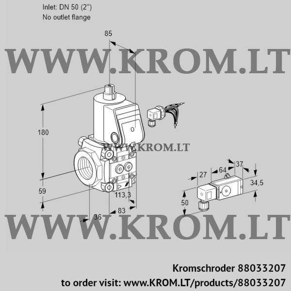 Kromschroder VAS 350/-R/NW, 88033207 gas solenoid valve, 88033207