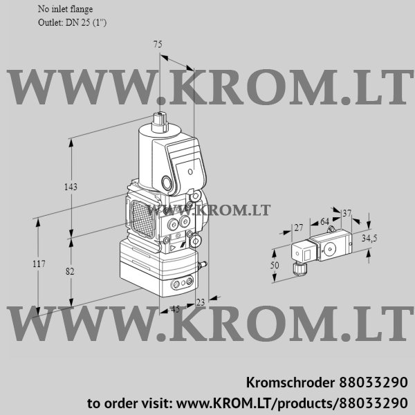 Kromschroder VAD 1-/25R/NW-100A, 88033290 pressure regulator, 88033290