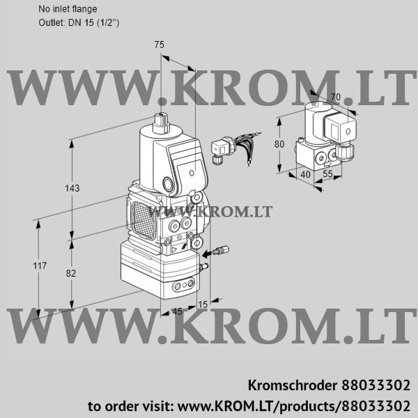 Kromschroder VAG 1-/15R/NWBE, 88033302 air/gas ratio control, 88033302