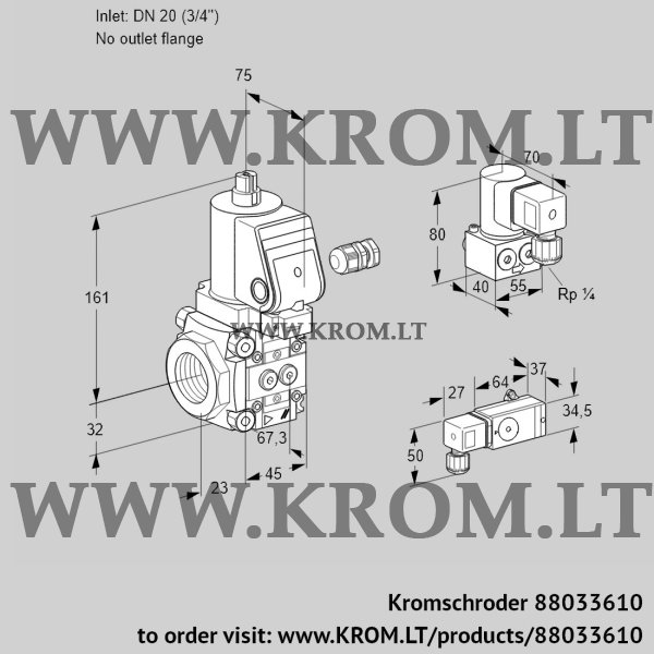 Kromschroder VAS 120/-R/NWSR, 88033610 gas solenoid valve, 88033610