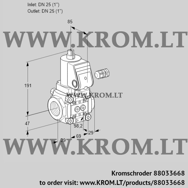 Kromschroder VAS 225R/NWGR, 88033668 gas solenoid valve, 88033668