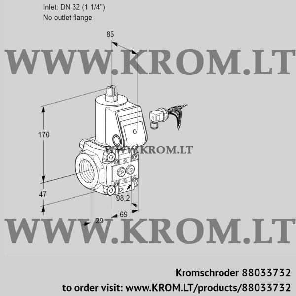 Kromschroder VAS 232/-R/NQ, 88033732 gas solenoid valve, 88033732