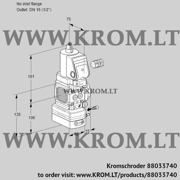 Kromschroder VAH 1-/15R/NWSRBE, 88033740 flow rate regulator, 88033740