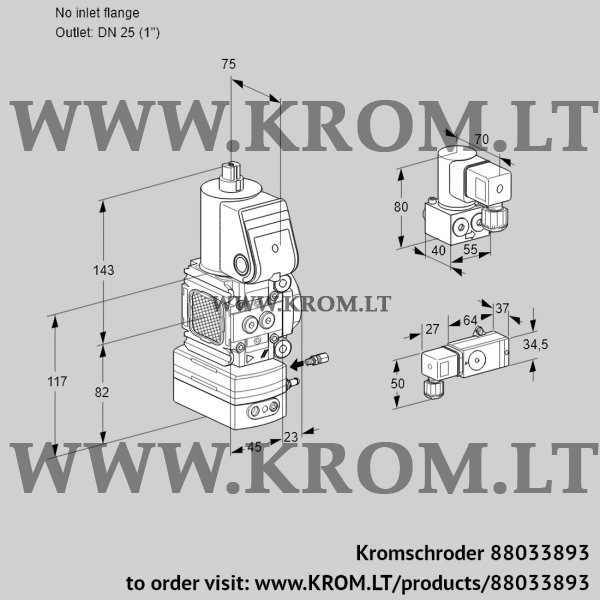 Kromschroder VAG 1-/25R/NWAE, 88033893 air/gas ratio control, 88033893