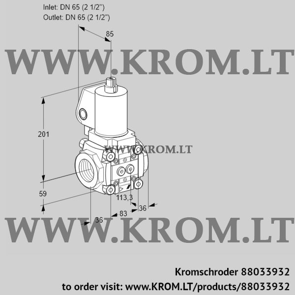 Kromschroder VAS 3T65N/NQSL, 88033932 gas solenoid valve, 88033932