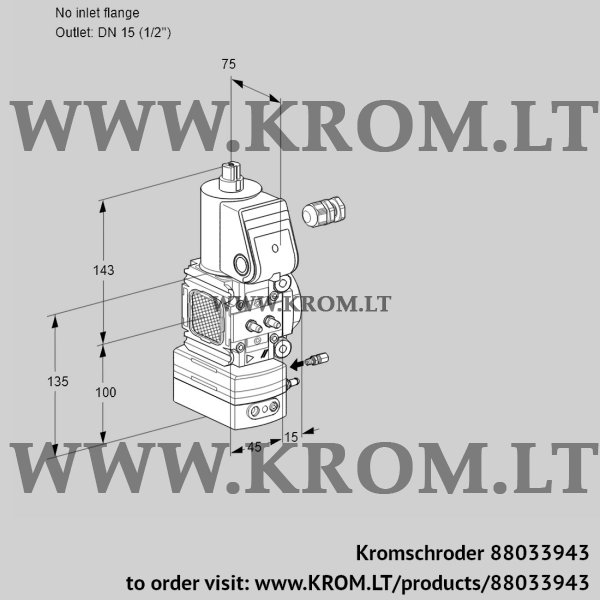 Kromschroder VAH 1-/15R/NWBE, 88033943 flow rate regulator, 88033943