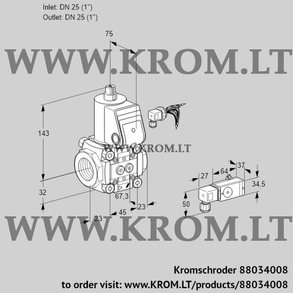 Kromschroder VAS 125R/NW, 88034008 gas solenoid valve, 88034008