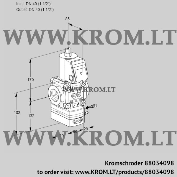 Kromschroder VAH 240R/NQAE, 88034098 flow rate regulator, 88034098