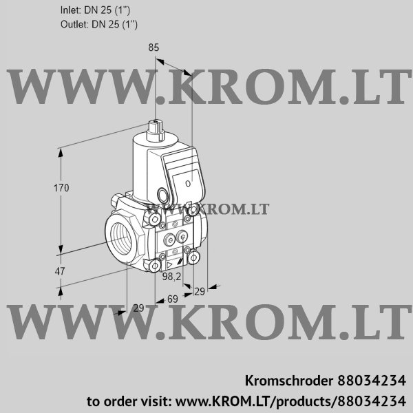 Kromschroder VAS 225R/NW, 88034234 gas solenoid valve, 88034234