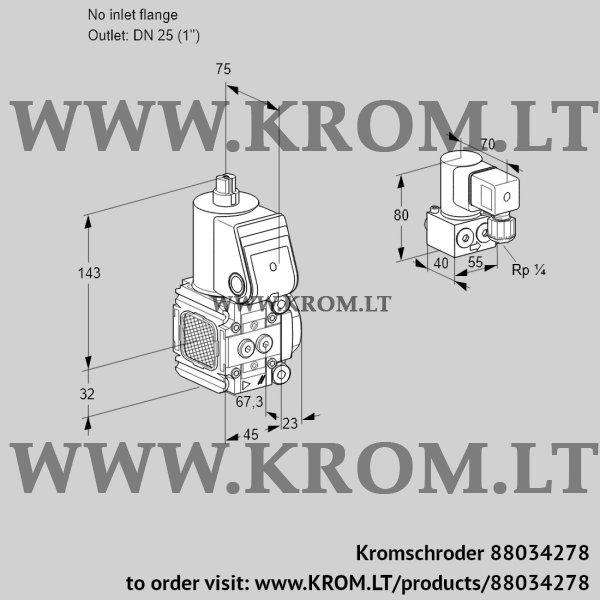 Kromschroder VAS 1-/25R/NW, 88034278 gas solenoid valve, 88034278