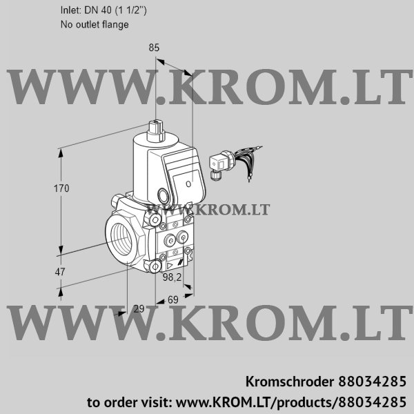 Kromschroder VAS 240/-R/NQ, 88034285 gas solenoid valve, 88034285