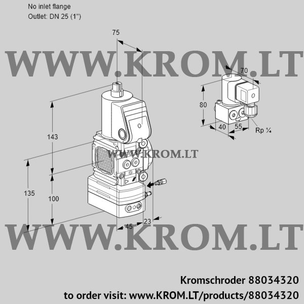 Kromschroder VAH 1-/25R/NWAE, 88034320 flow rate regulator, 88034320