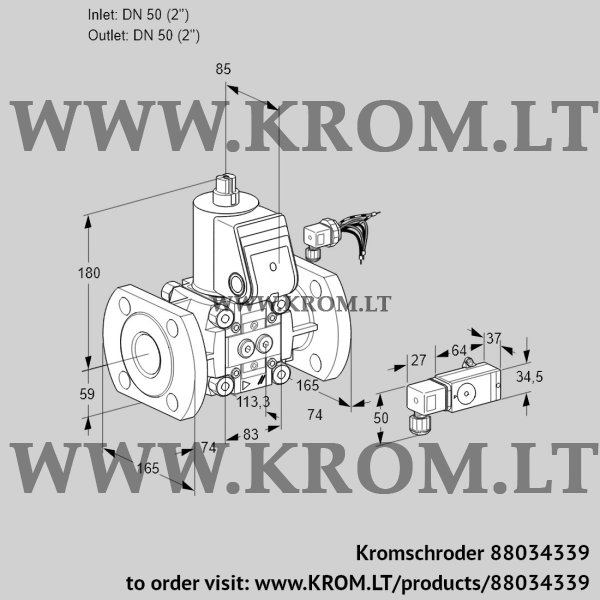 Kromschroder VAS 350F/NW, 88034339 gas solenoid valve, 88034339