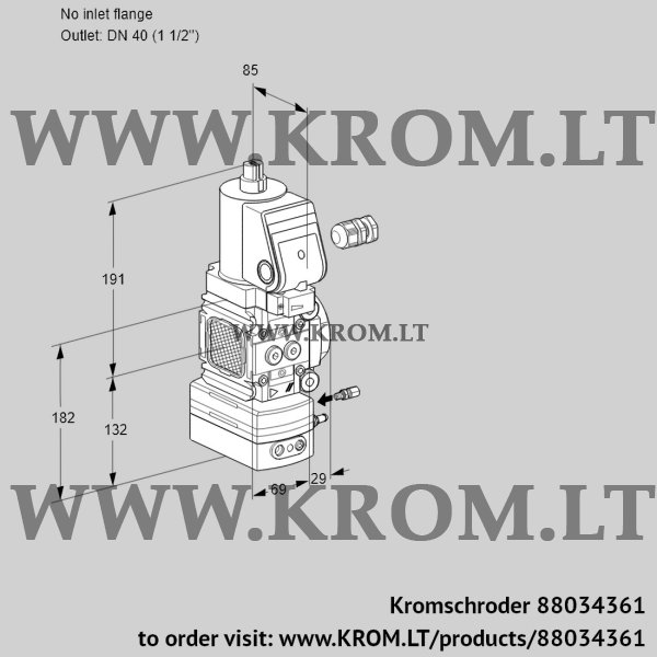 Kromschroder VAH 2-/40R/NWSRAE, 88034361 flow rate regulator, 88034361