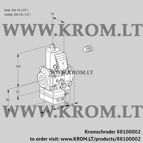 Kromschroder VAH 1E15R/15R05HEVQR/MM/PP, 88100002 flow rate regulator, 88100002