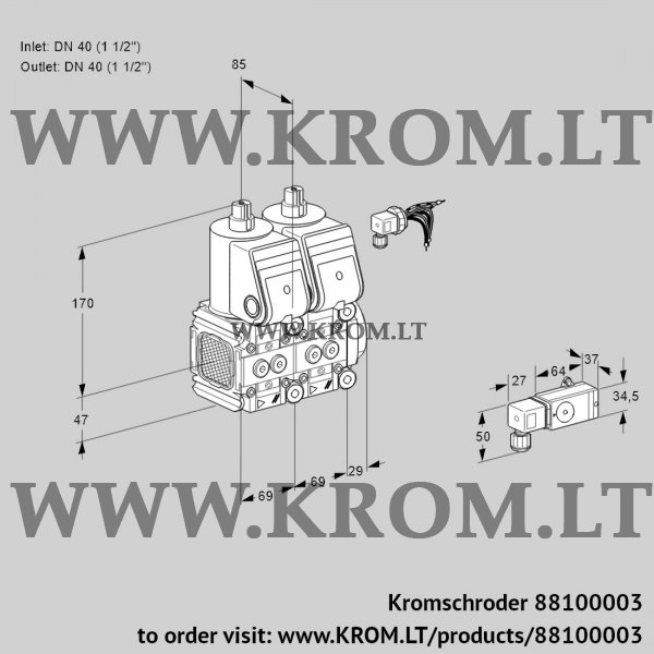 Kromschroder VCS 2E40R/40R05FNNWR/2--4/PPPP, 88100003 double solenoid valve, 88100003