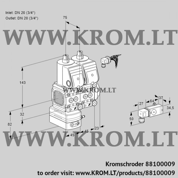 Kromschroder VCD 1E20R/20R05FD-25NWR/2--3/PPPP, 88100009 pressure regulator, 88100009