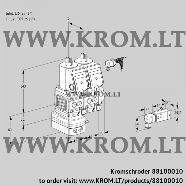 Kromschroder VCD 1E25R/25R05FD-25NWR/2--3/PPPP, 88100010 pressure regulator, 88100010