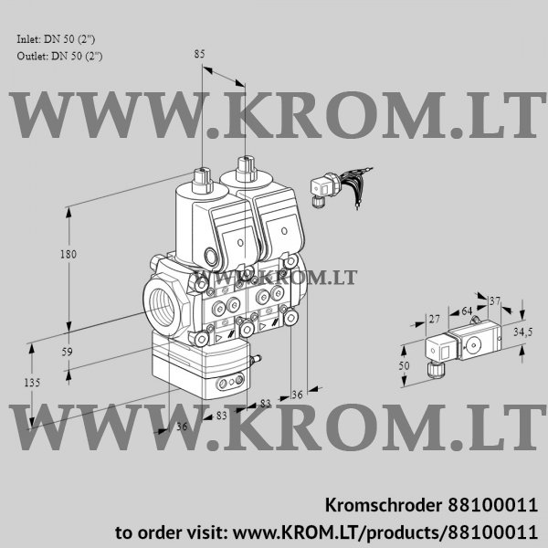 Kromschroder VCD 3E50R/50R05D-25NWR/2--3/PPPP, 88100011 pressure regulator, 88100011