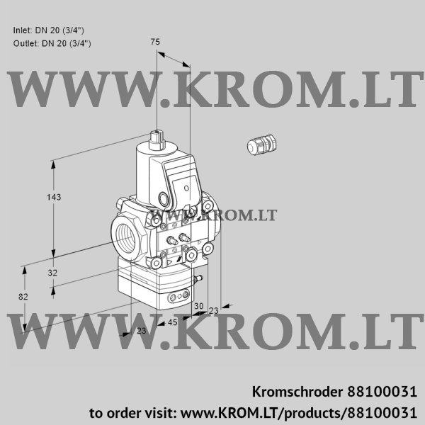 Kromschroder VAH 1E20R/20R05HEVWR/MM/PP, 88100031 flow rate regulator, 88100031