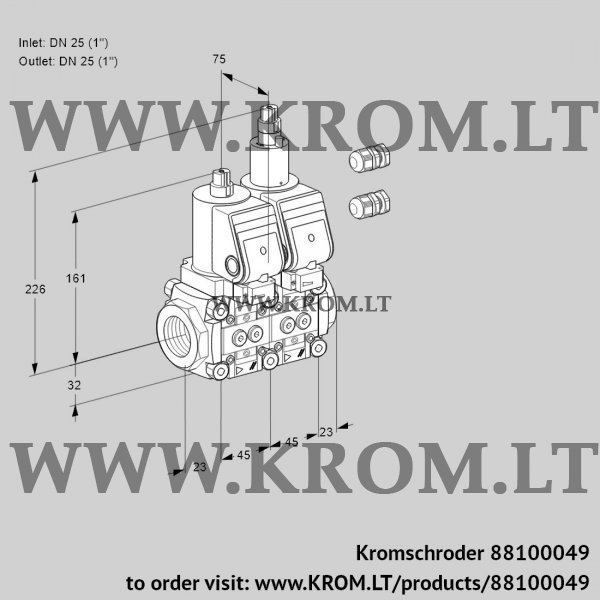 Kromschroder VCS 1E25R/25R05NLWGR3/PPPP/PPPP, 88100049 double solenoid valve, 88100049