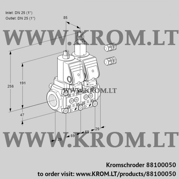 Kromschroder VCS 2E25R/25R05NLWGR3/PPPP/PPPP, 88100050 double solenoid valve, 88100050