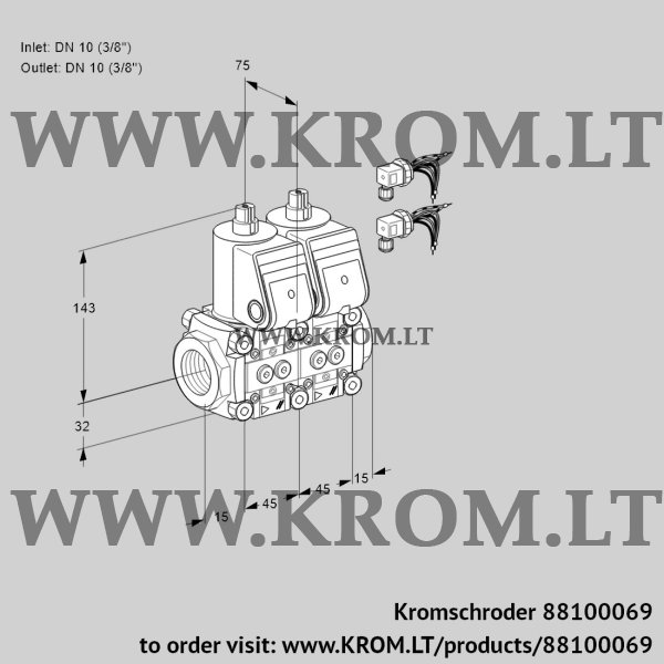 Kromschroder VCS 1E10R/10R05NNWR6/PPPP/PPPP, 88100069 double solenoid valve, 88100069