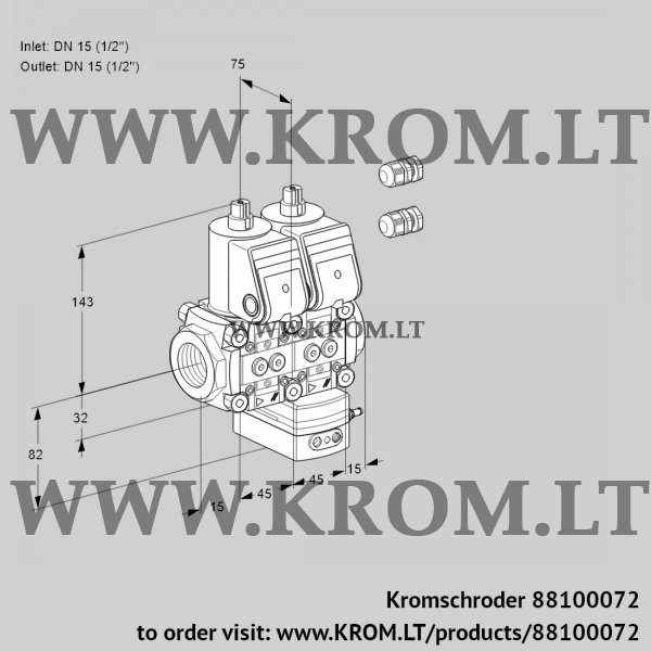 Kromschroder VCG 1E15R/15R05NGNKR3/PPPP/PPPP, 88100072 air/gas ratio control, 88100072