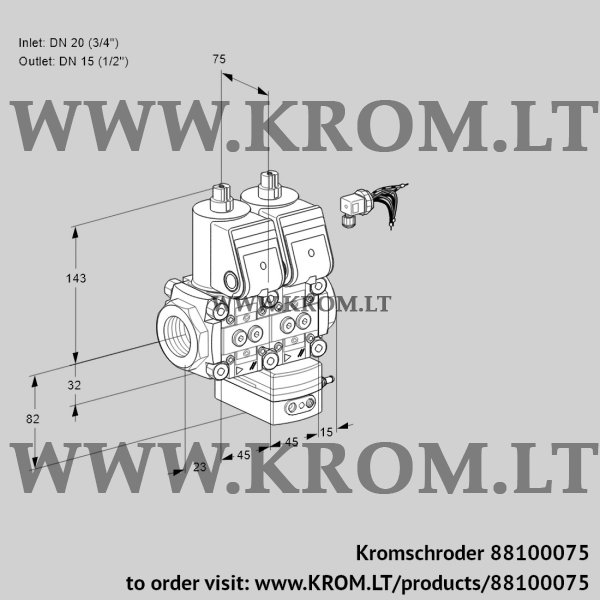 Kromschroder VCG 1E20R/15R05NGEWR3/PPPP/PPPP, 88100075 air/gas ratio control, 88100075