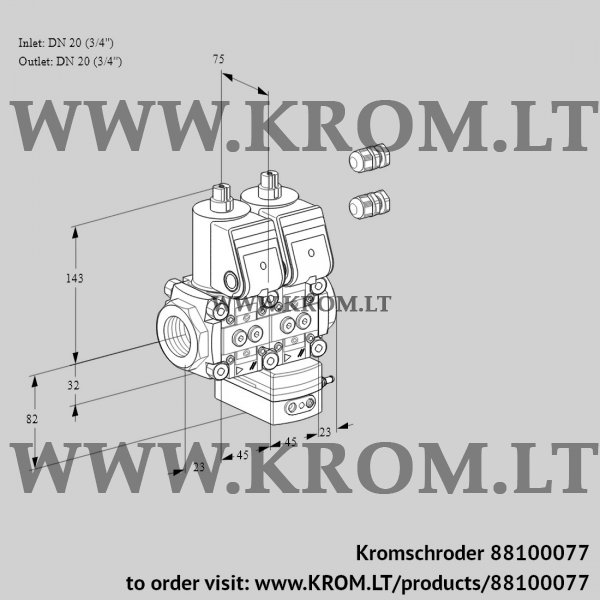 Kromschroder VCG 1E20R/20R05NGNKR3/PPPP/PPPP, 88100077 air/gas ratio control, 88100077